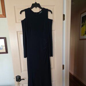 Once worn Lauren size 6P jersey, cold shoulder, long sleeve,  evening gown